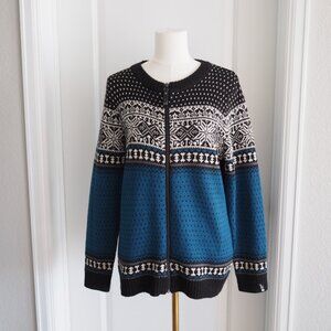 Icewear MARTHA  Norwegian wool-blend Knit Sweater Size Large Apre Ski Blue large